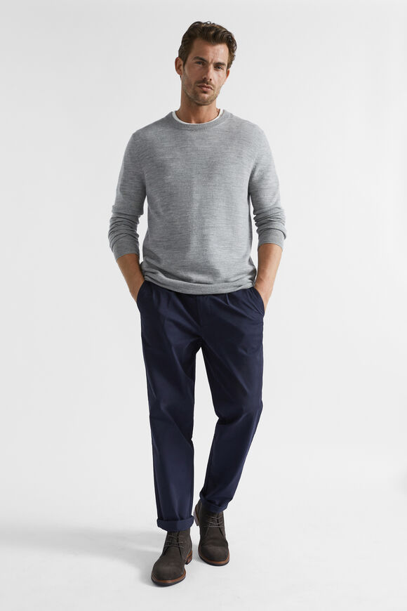 Merino Wool Crew Knit  Grey Marle  hi-res