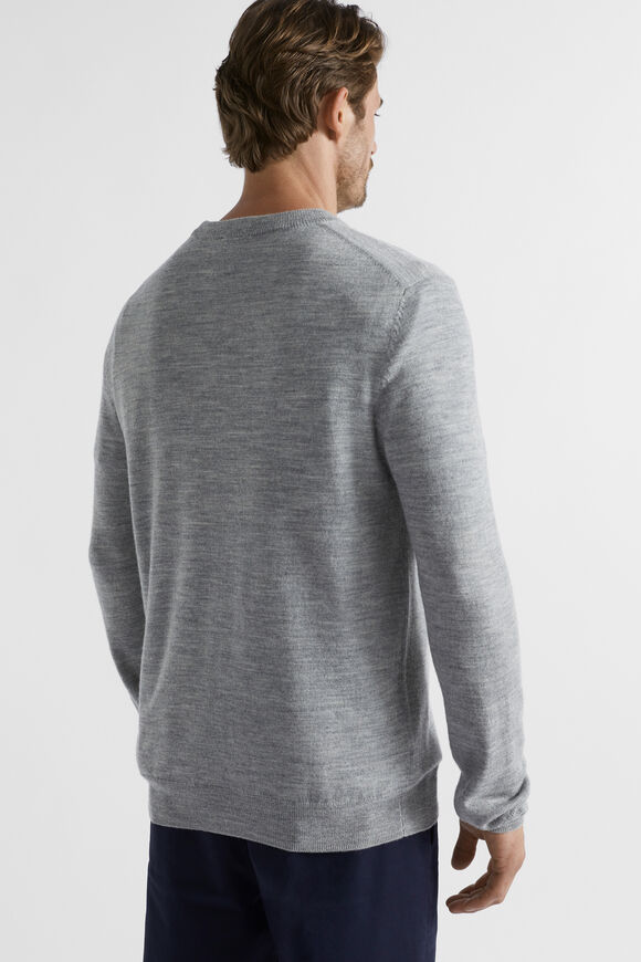 Merino Wool Crew Knit  Grey Marle  hi-res