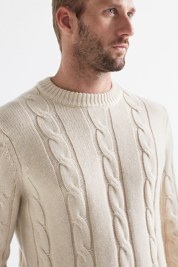 Wool Blend Cable Knit  Stone  hi-res