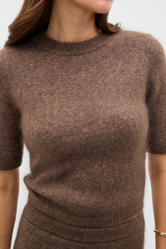 Fluffy Knit Slouch Tee  Chestnut  hi-res
