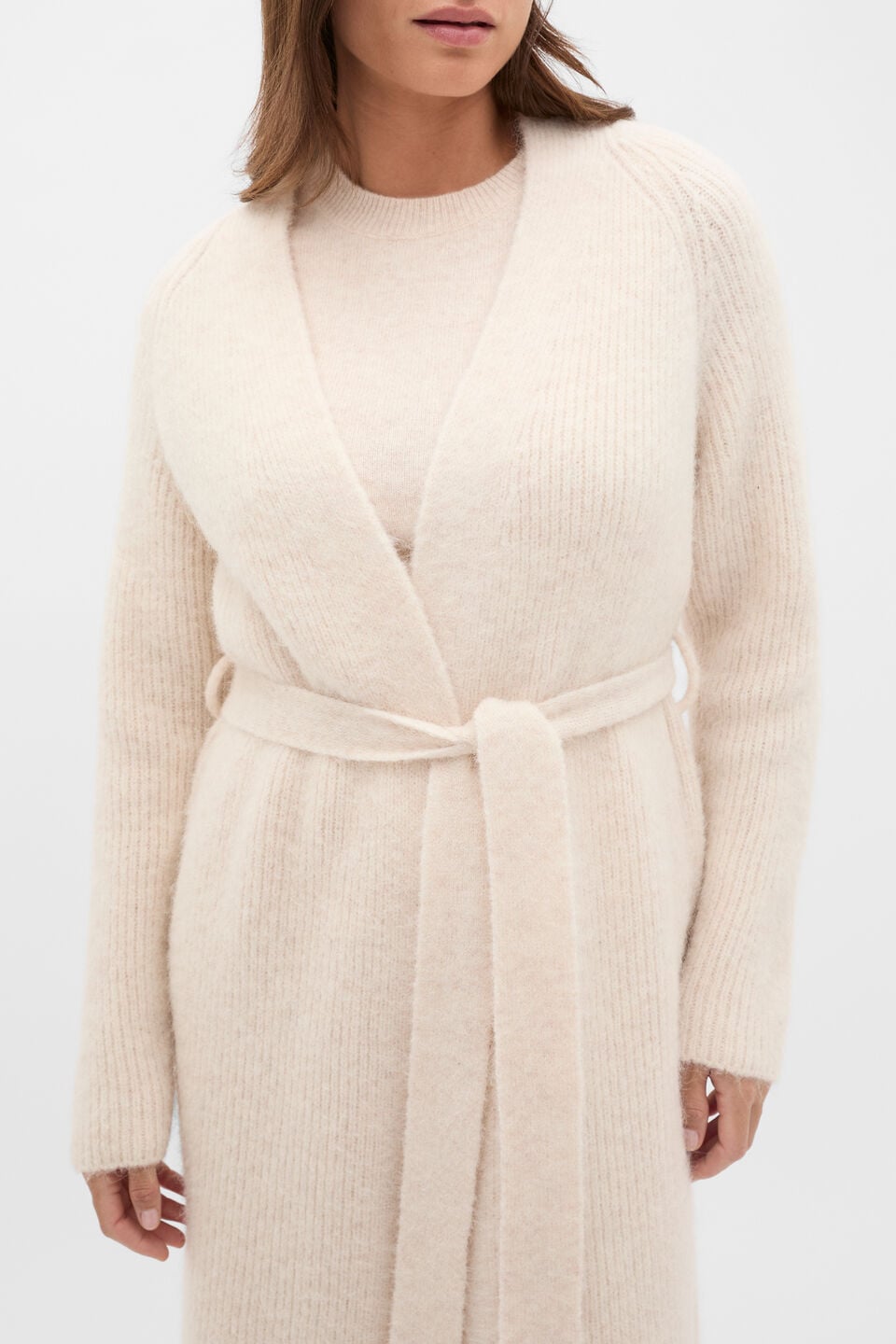 Luxe Fluffy Long Cardigan  Vanilla Cream Marle