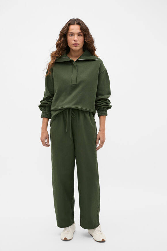 Terry Half Placket Sweat  Deep Forest  hi-res