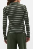 Australian Merino Henley Top  Deep Forest Stripe  hi-res
