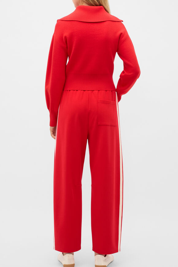 Double Knit Crop Zip Through  Chilli Red  hi-res