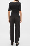 Boat Neck Half Sleeve Top  Black  hi-res