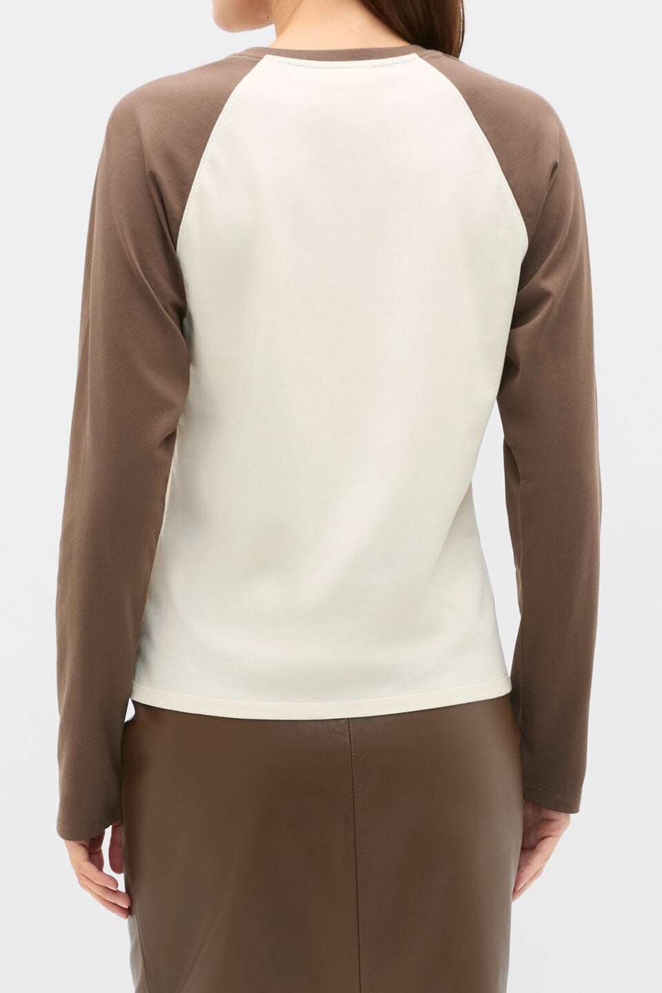 Spliced Raglan Long Sleeve Top  Chestnut