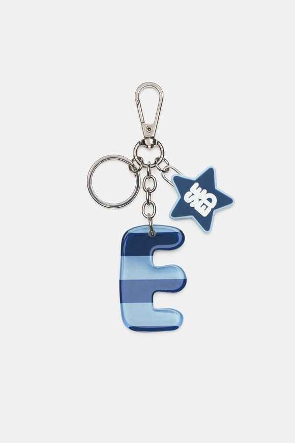 Blue Stripe Initial Keyring  E  hi-res