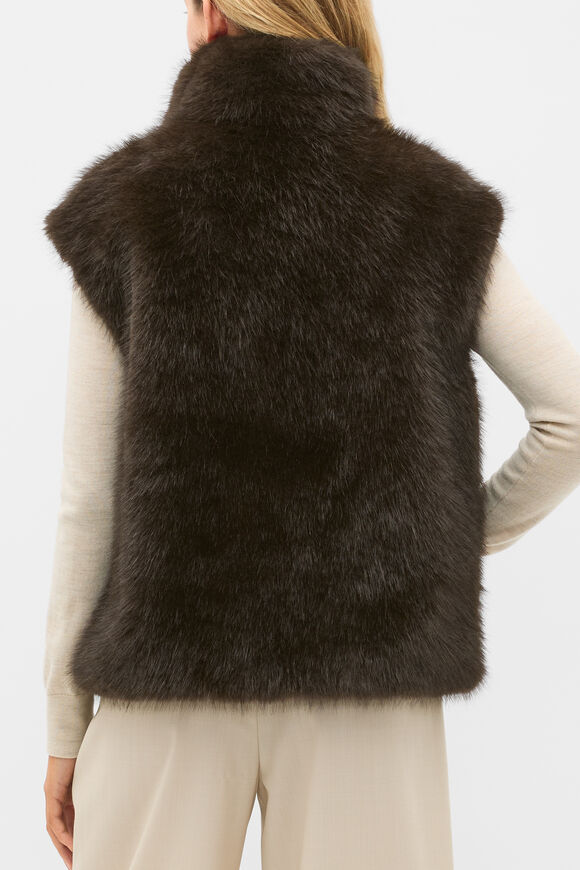 Faux Fur Zip Through Vest  Coffee Bean  hi-res