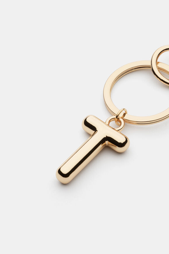 Gold Initial Keyring  T  hi-res