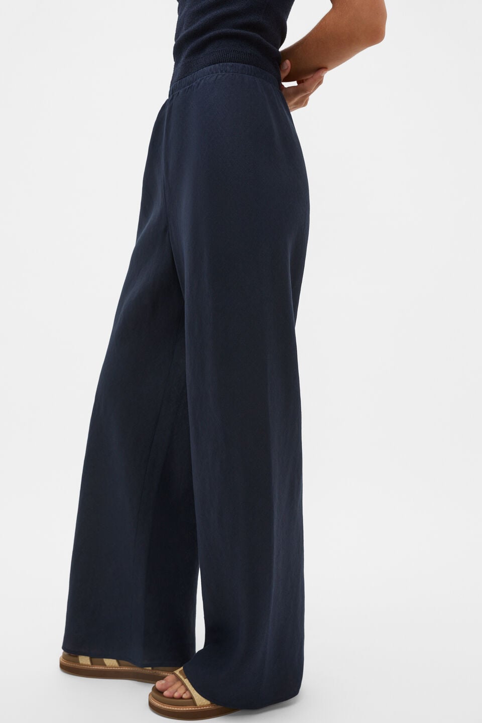 Core Linen Easy Wide Leg Pant  Twilight Blue