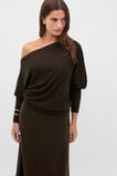 Wool Blend Off Shoulder Knit  Coffee Bean  hi-res