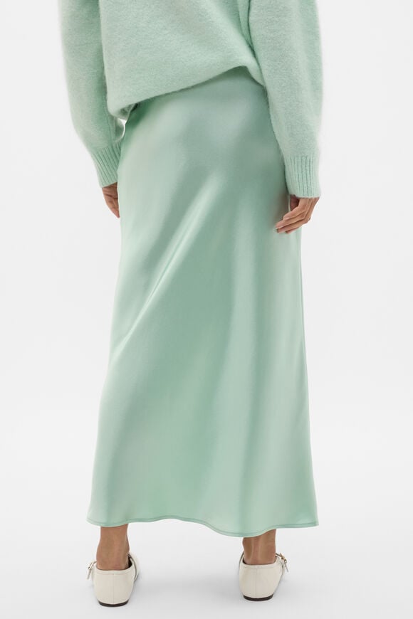 Satin Midi Slip Skirt  Soft Moss  hi-res