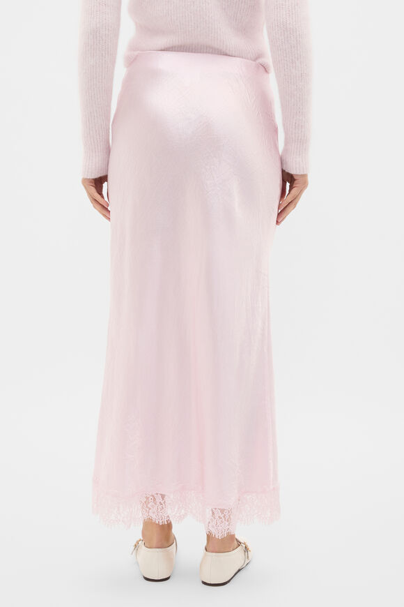 Crinkled Satin Lace Detail Skirt  Primrose  hi-res
