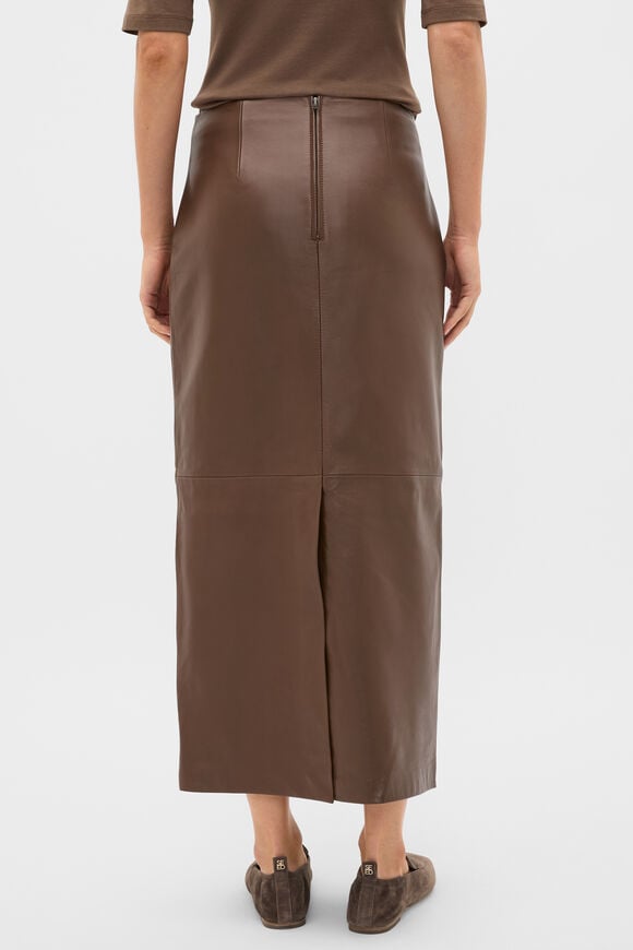 Leather Column Skirt  Chestnut  hi-res
