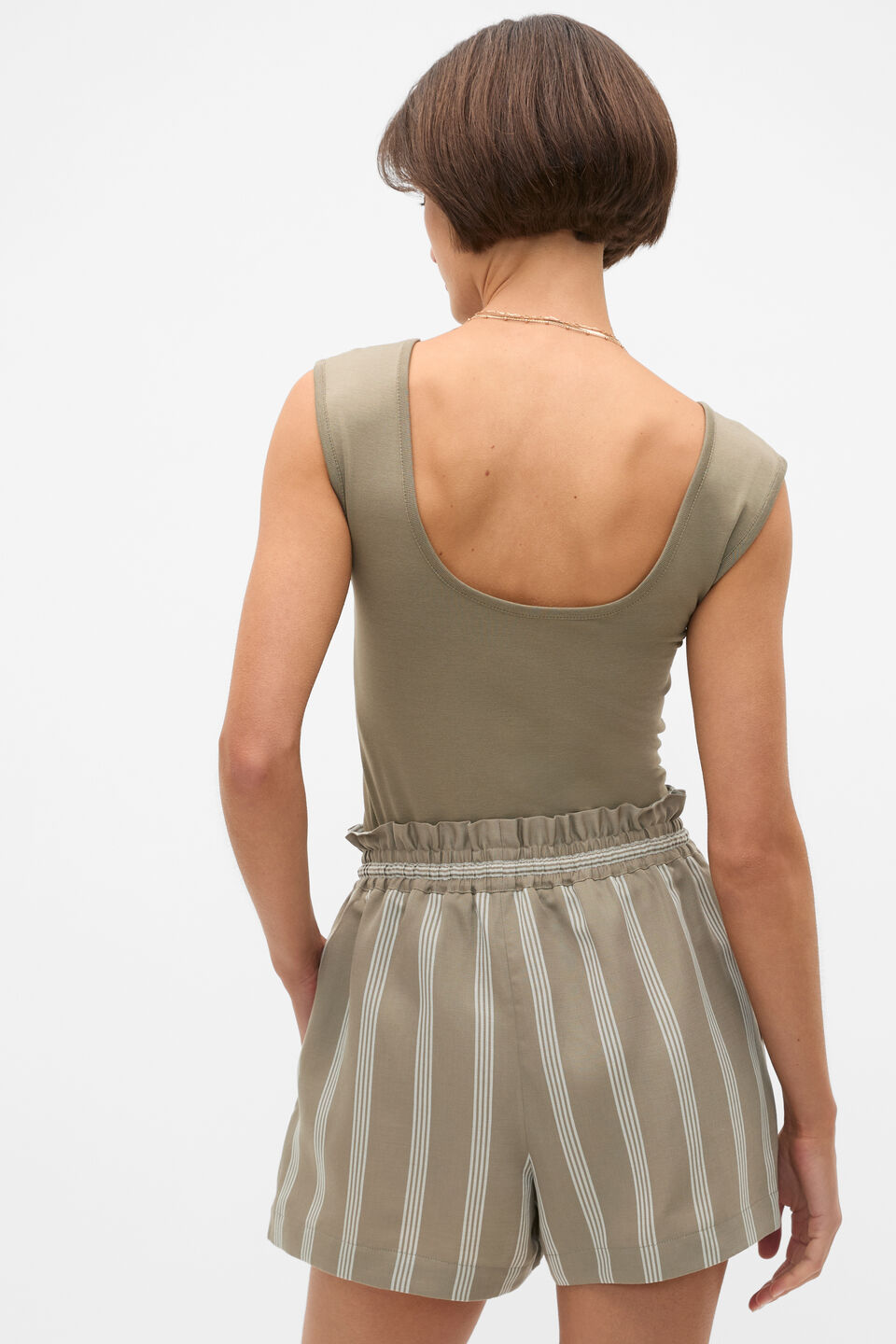 Variegated Stripe Paperbag Short  Caper Stripe
