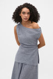 Linen Gingham Asymmetrical Top  Twilight Blue Gingham  hi-res