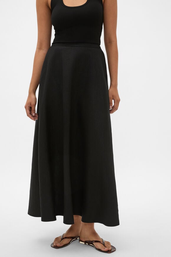 Core Linen Midi Skirt  Black  hi-res
