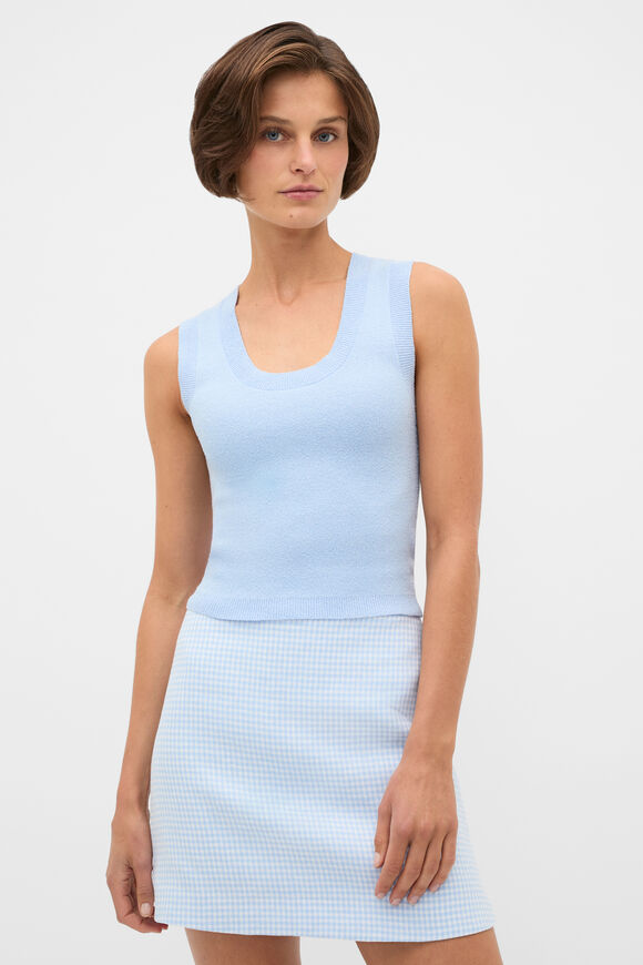 Linen Gingham Mini Skirt  Chalk Blue Gingham  hi-res