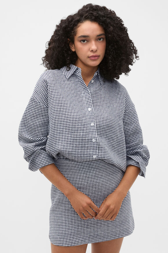 Linen Gingham Mini Skirt  Twilight Blue Gingham  hi-res