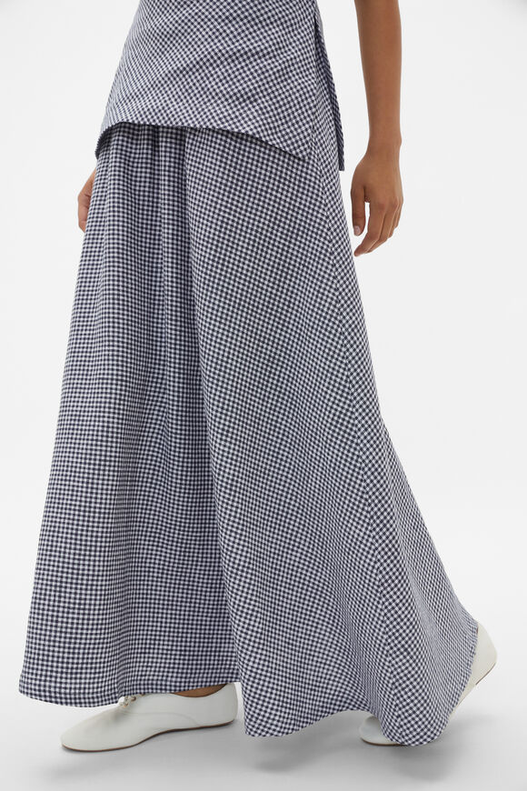Linen Gingham Elasticated Skirt  Twilight Blue Gingham  hi-res