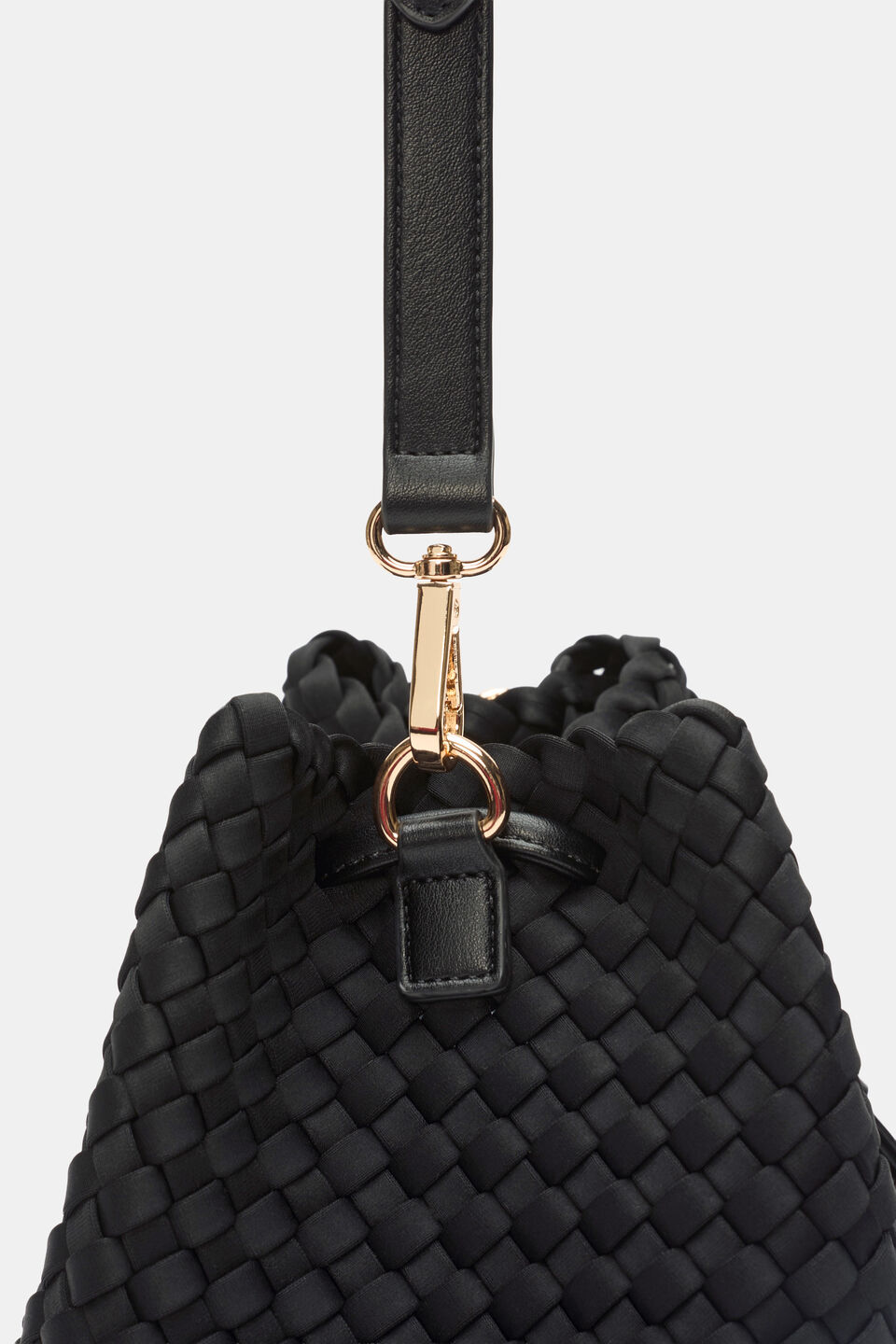 Woven Textured Bucket Bag  Black