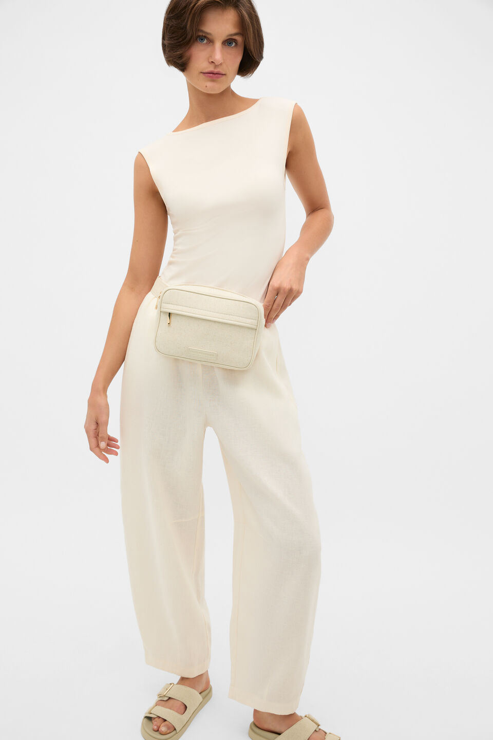 Mini Canvas Crossbody Bag  Natural