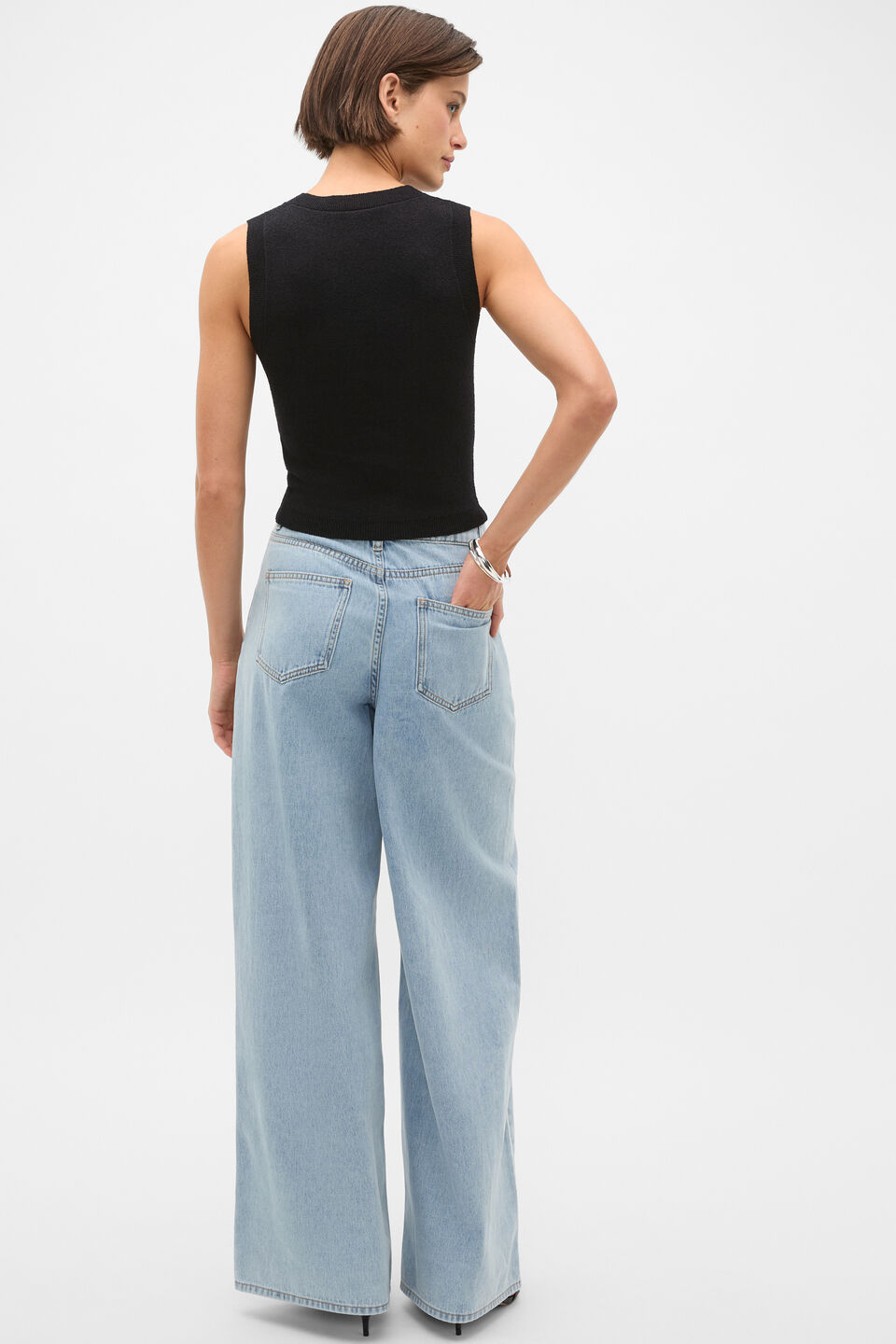 Boucle Knit Tank  Black