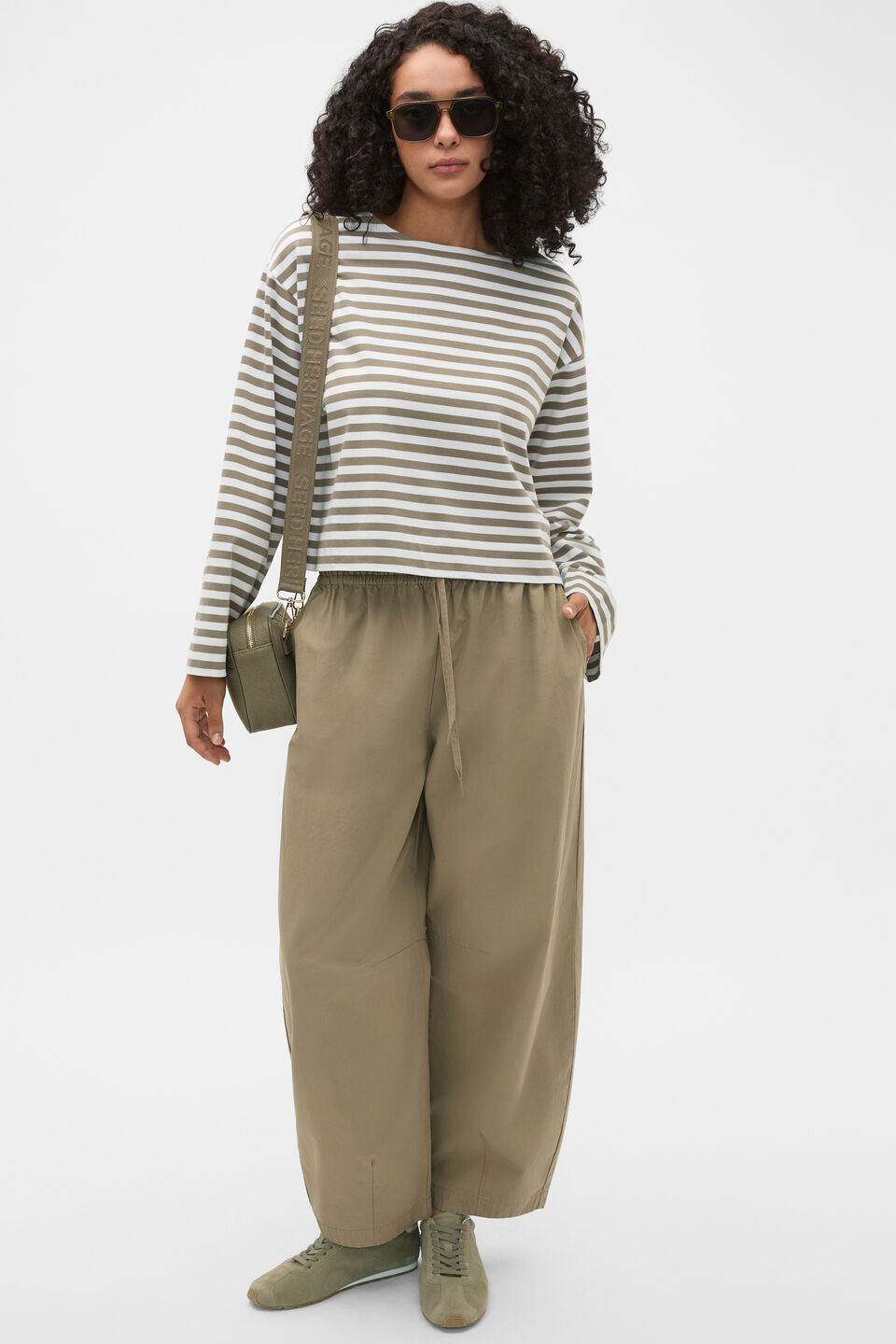 Boatneck Long Sleeve Top  Caper Stripe
