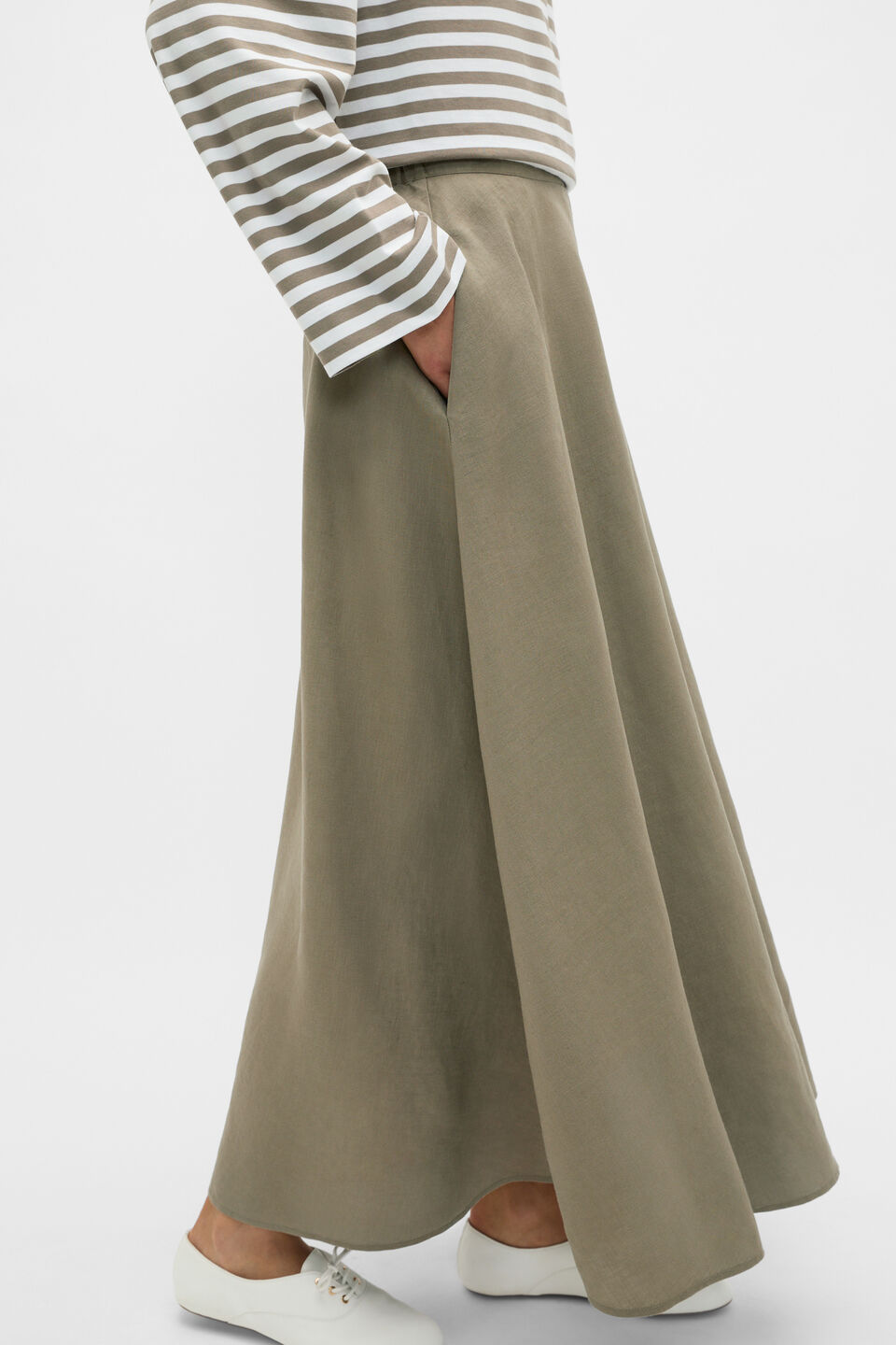 Core Linen Midi Skirt  Caper