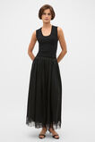 Crinkled Satin Lace Trim Skirt  Black  hi-res