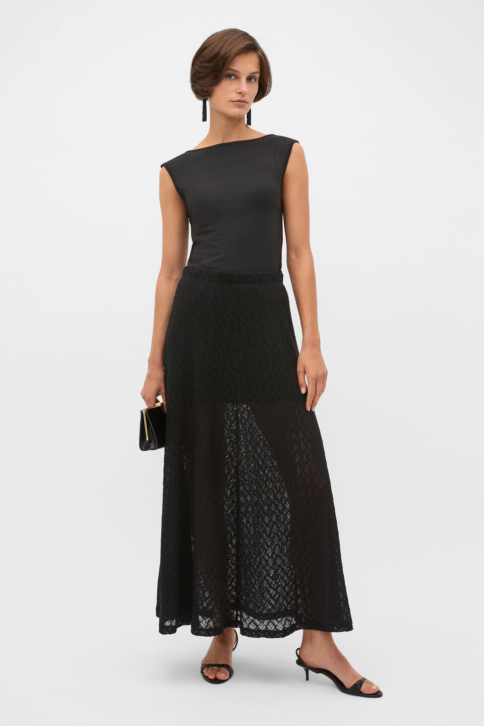 Lace Maxi Skirt  Black