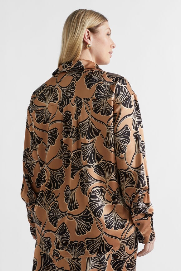 Satin Abstract Floral Shirt  Abstract Floral  hi-res