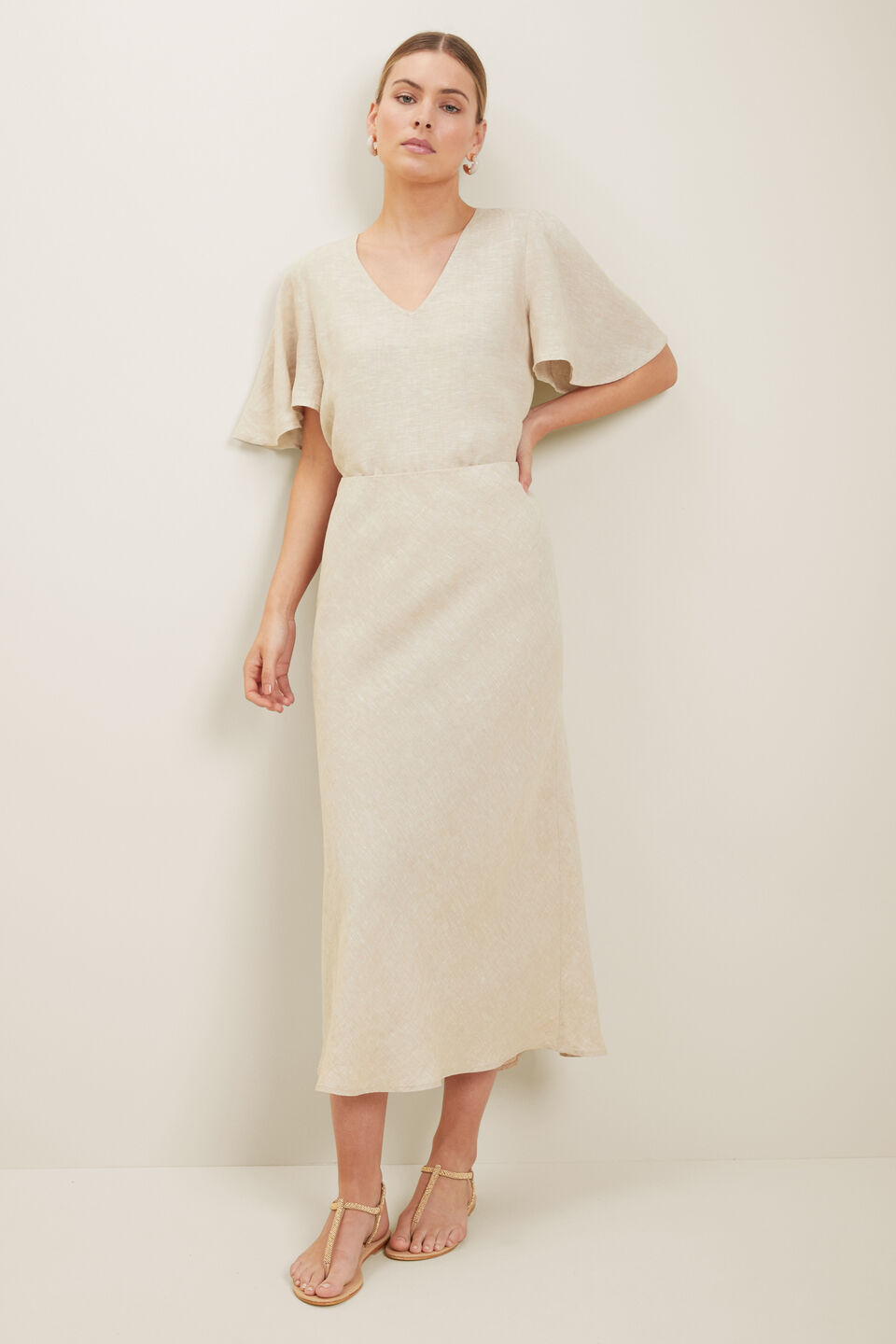 Core Linen Slip Skirt  Sandstone Cross Dye