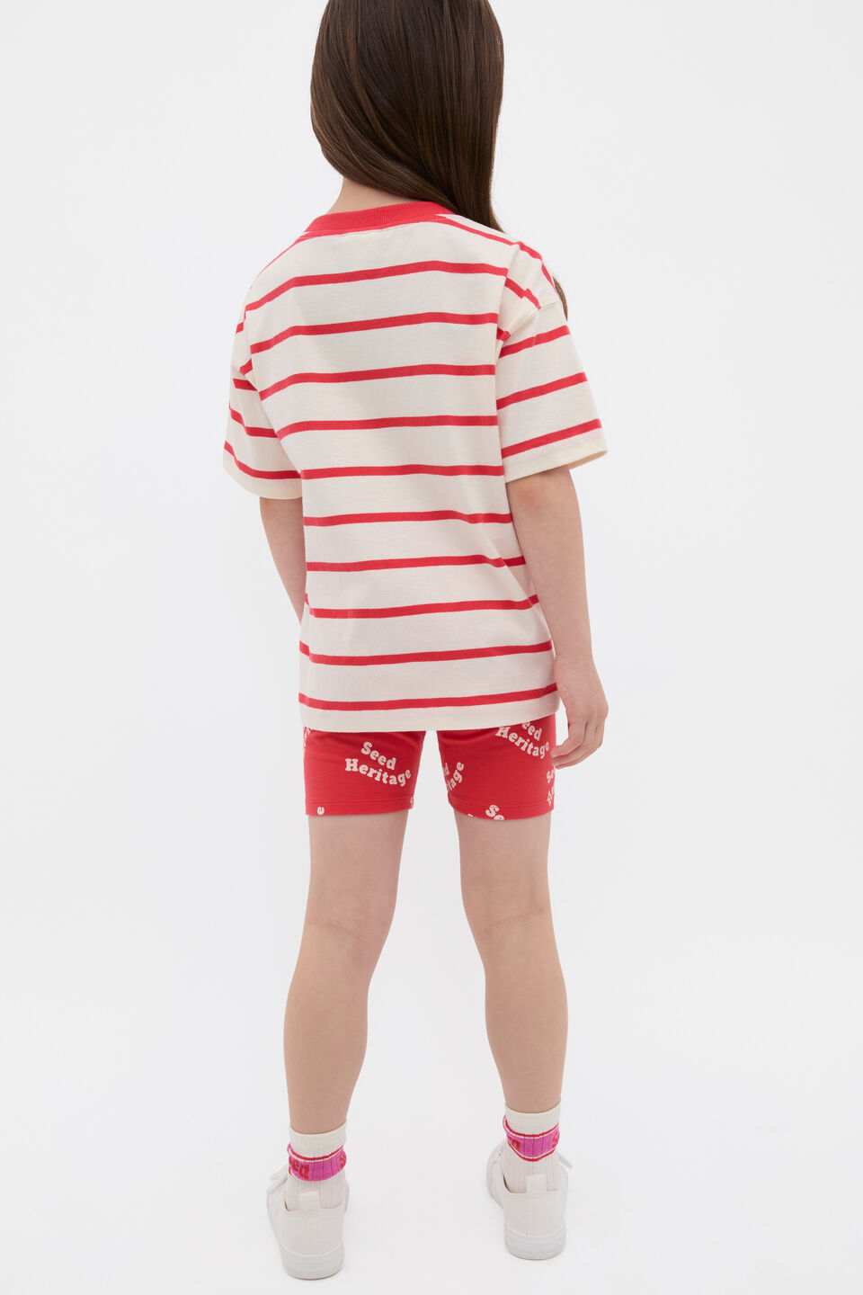 Core Stripe Logo Tee  Strawberry Red