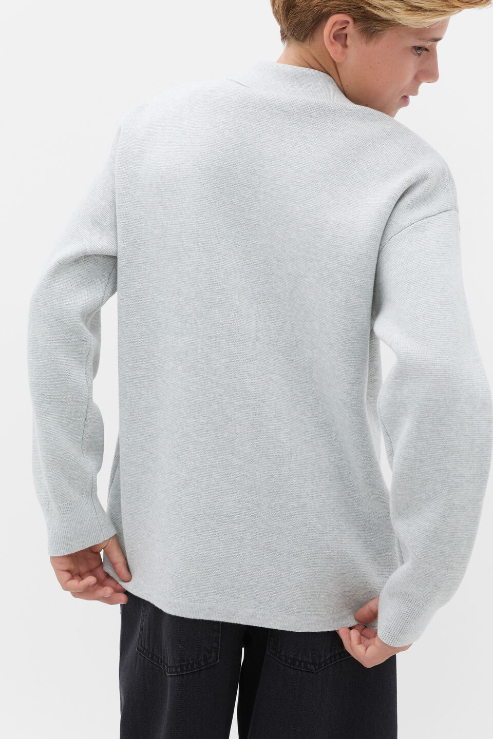 Knit Rugby  Mid Grey Marle