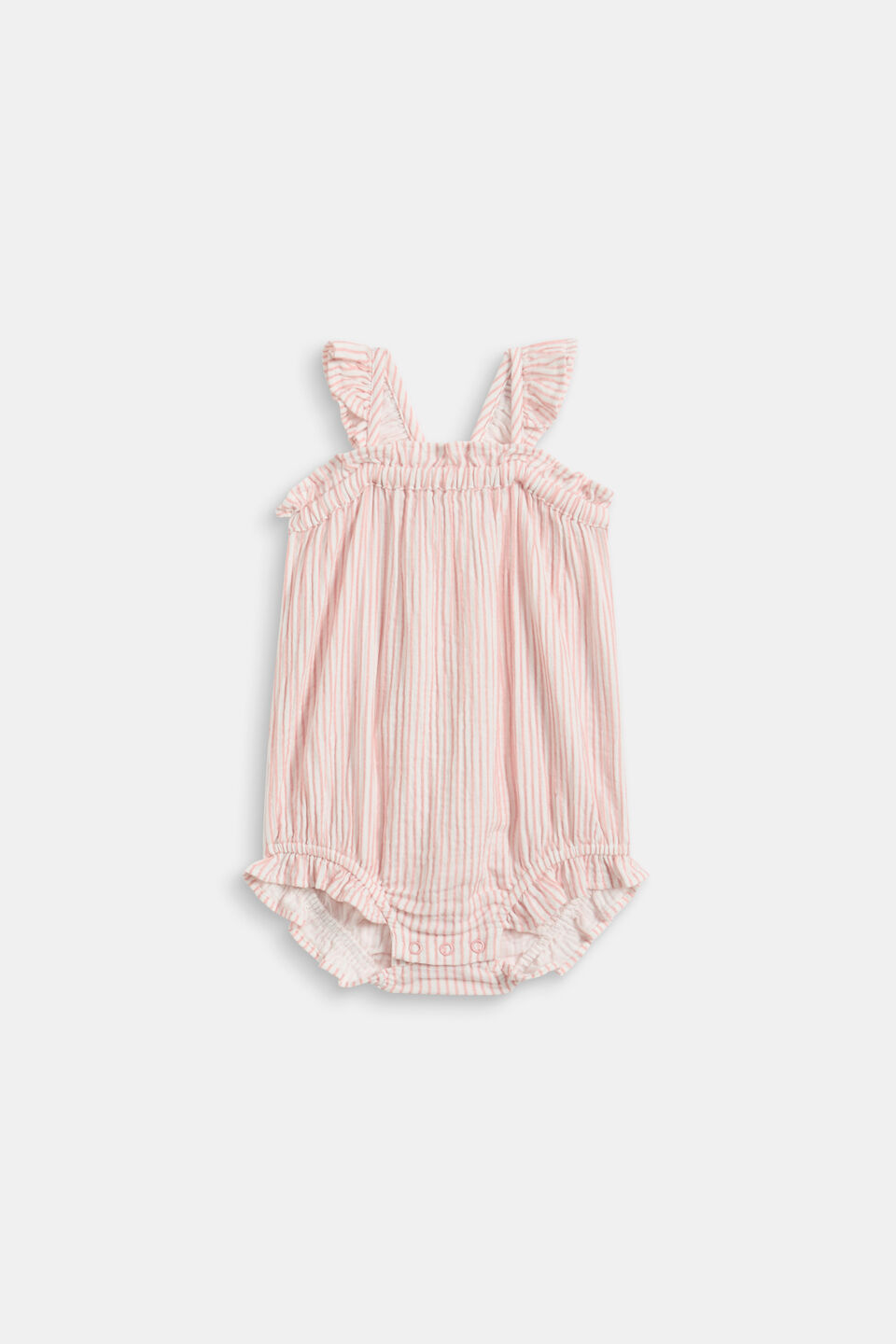 Stripe Frill Romper  Blush Pink