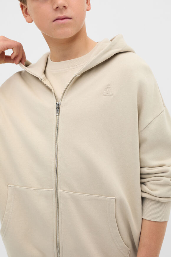 Garment Dye Zip Through Hoodie  Cool Stone  hi-res