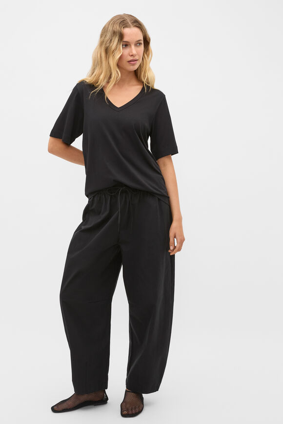 Cotton V Neck Relaxed Tee  Black  hi-res