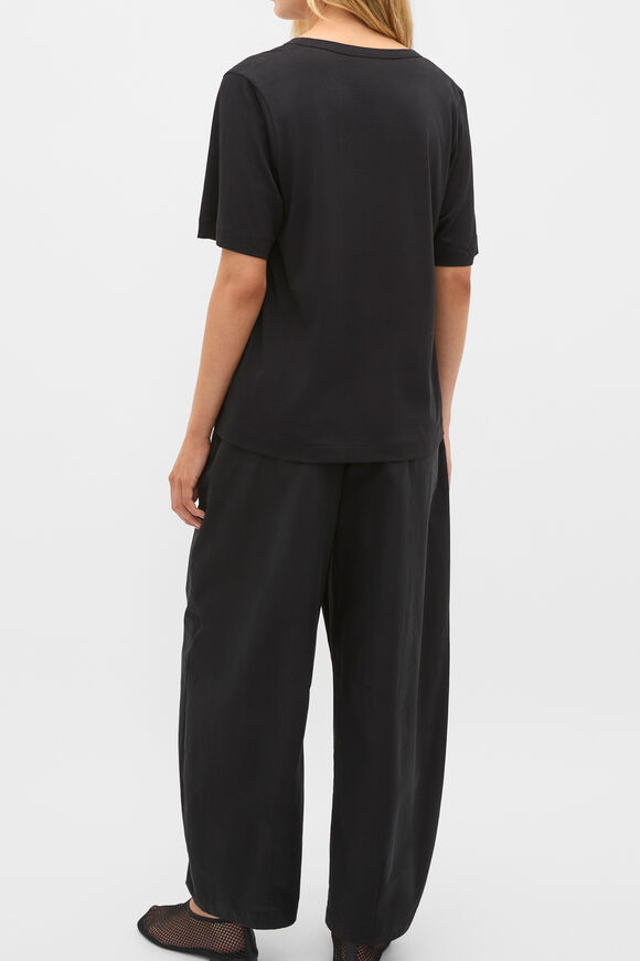 Cotton V Neck Relaxed Tee  Black  hi-res