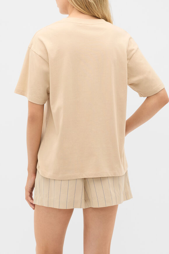 T-Shirt and Stripe Short PJ Set  Cashew Cream  hi-res