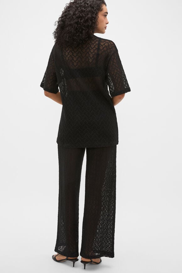 Lace Sheer Boxy Tee  Black  hi-res
