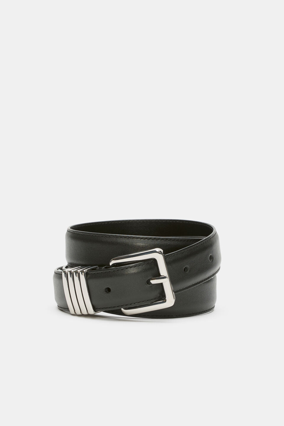 Farah Leather Belt  Black Silver