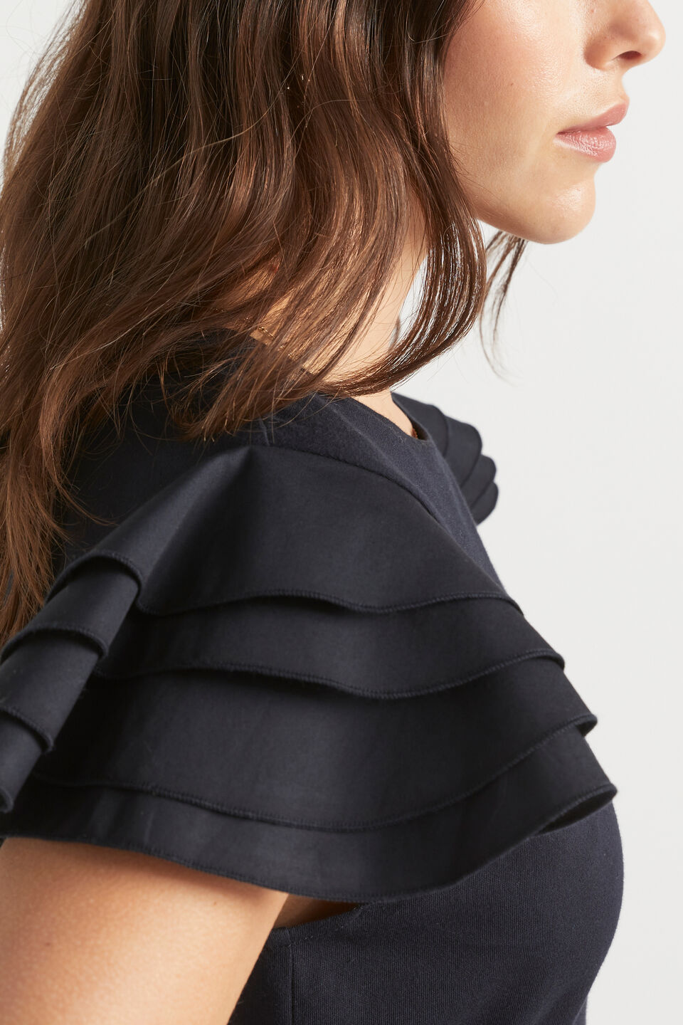 Layered Flutter Sleeve Tee  Deep Navy