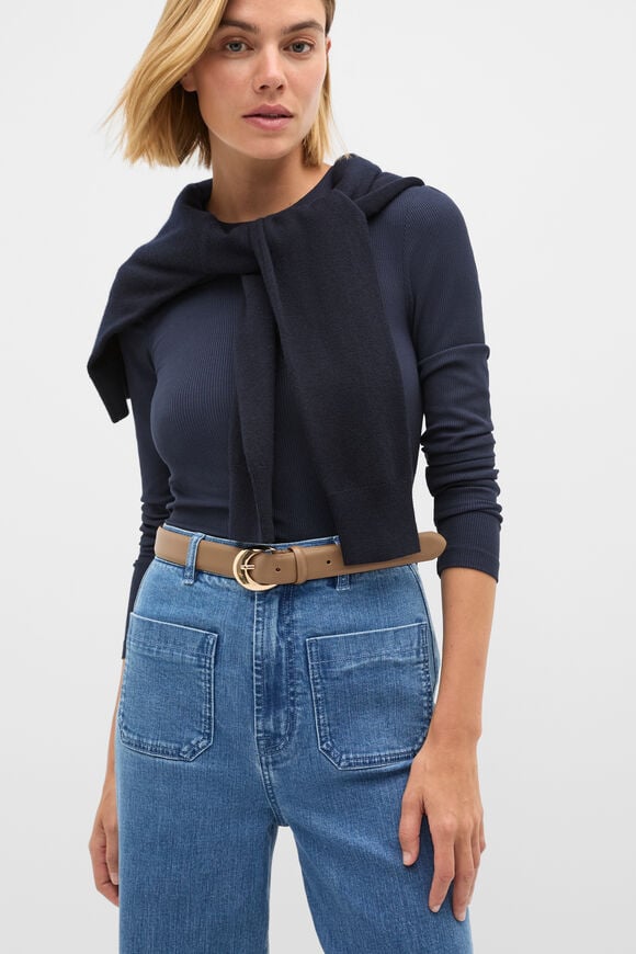 Dove Circle Buckle Belt  Dark Cashew Pebble  hi-res