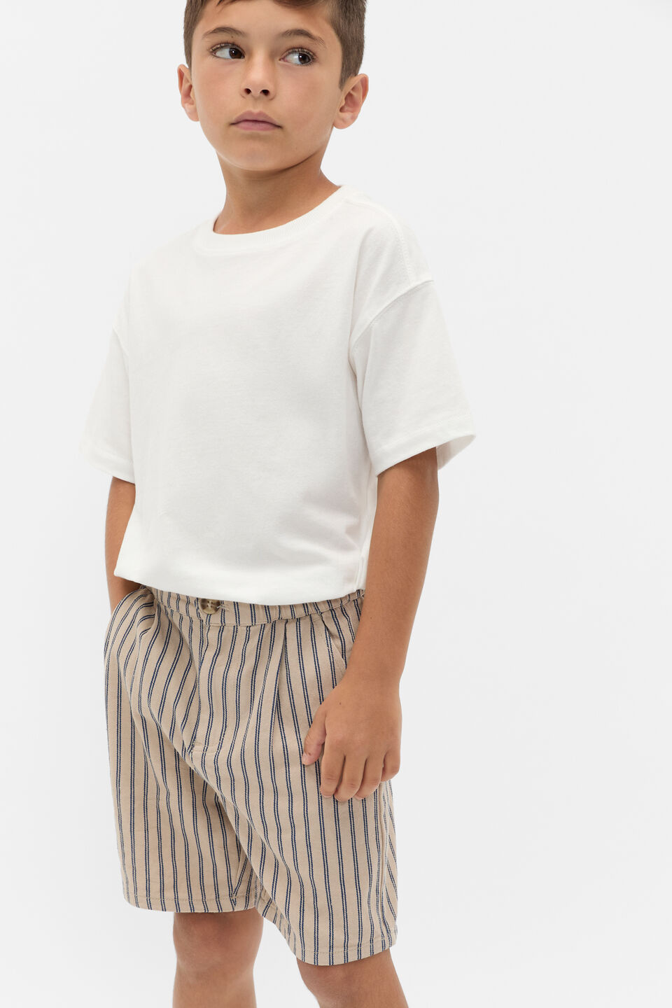 Stripe Woven Short  French Navy