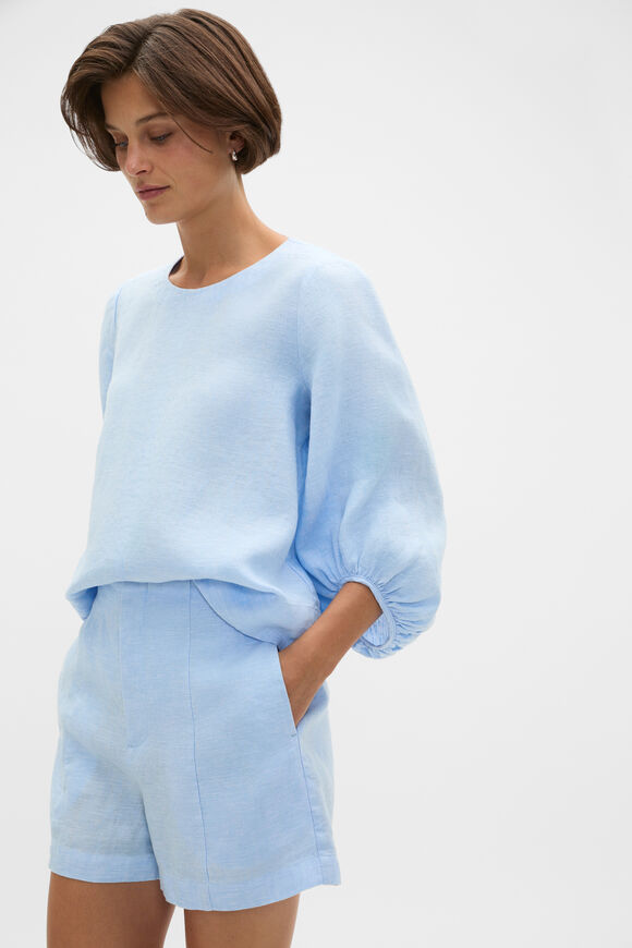 Core Linen High Rise Short  Chalk Blue Crossdye  hi-res