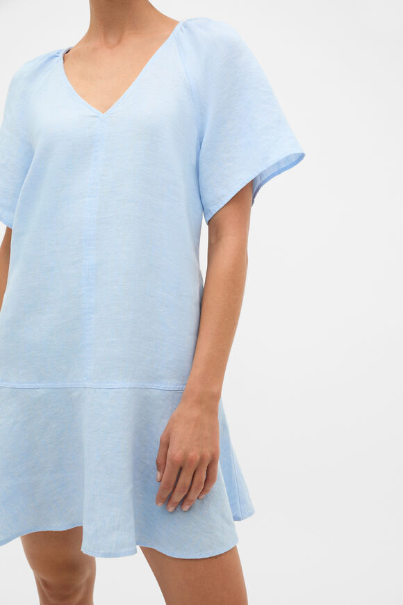 Core Linen Flutter Mini Dress  Chalk Blue Crossdye  hi-res