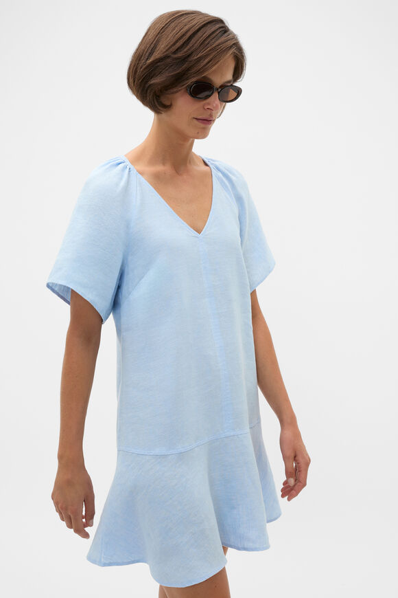 Core Linen Flutter Mini Dress  Chalk Blue Crossdye  hi-res