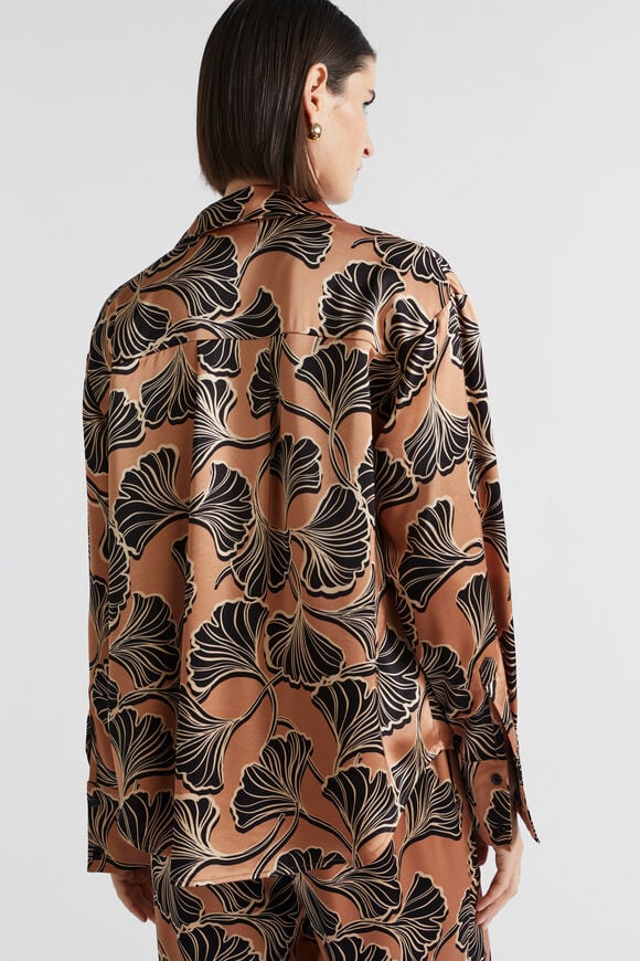 Satin Abstract Floral Shirt  Abstract Floral  hi-res