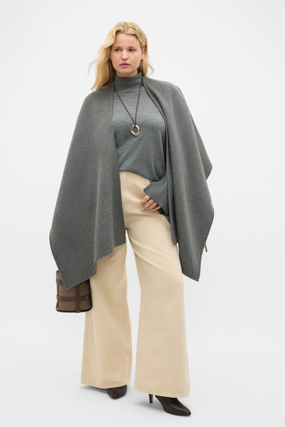 Fine Merino Mock Neck Knit  Charcoal Grey Marle  hi-res